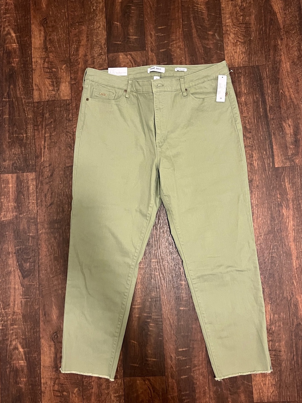 Nine West Olive Green Straight-Leg Jeans